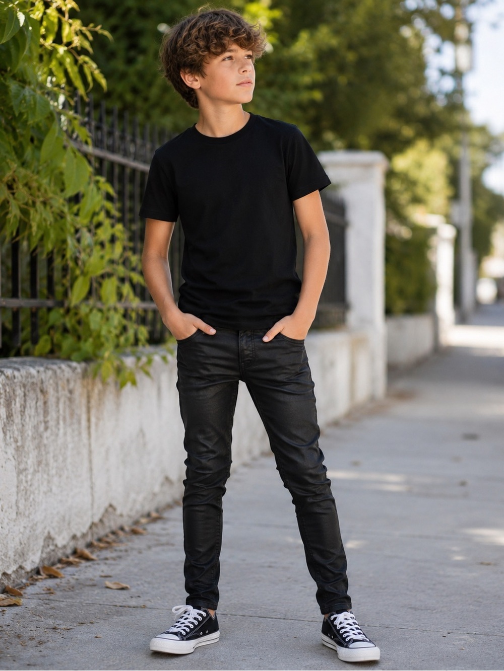 Jack & Jones Boys Black Skinny Jeans Purple Label Coated Cotton 28x29
